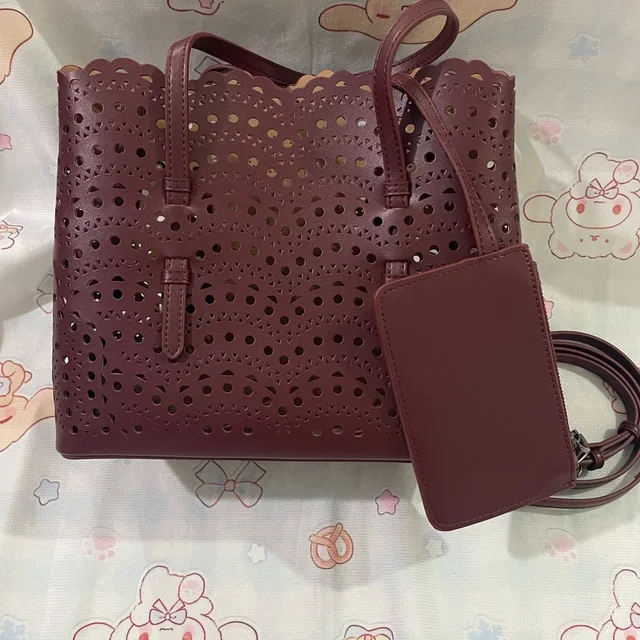 Alaïa Alaa Laser-Cut Tote Bag In Wine in red from Poshmark, photo 13 of 15