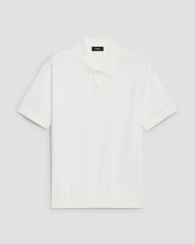 Theory Soris Polo Shirt in Light Bilen in WHITE 62% Viscose, 38% Polyester; Exclusive Of Elastic, photo 8 of 10 from Theory