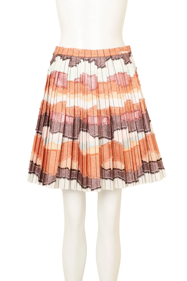 Dior 2016C Pleated Lamé Mini Skirt in Woven leather from Recess LA