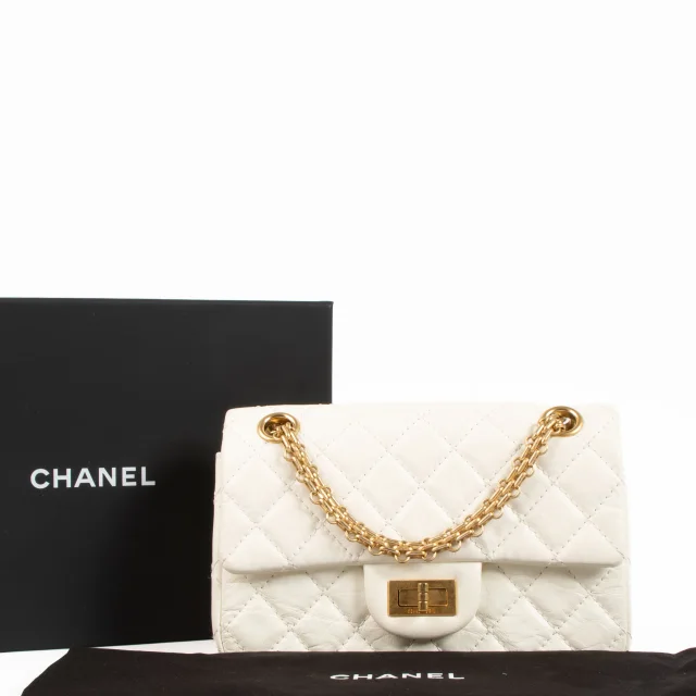 Chanel White Aged Calfskin Reissue 2.55 Mini Handbag in White Calfskin from Labellov, photo 2 of 8