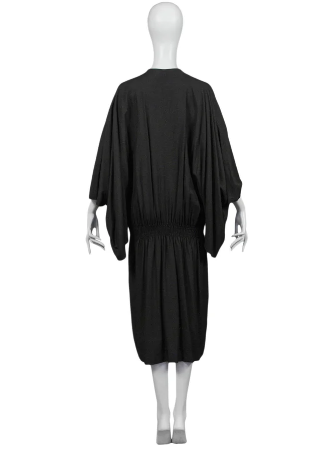 Comme des Garçons Dark Brown Kimono Sleeve Dress With Elastic 1982 in Brown from Resurrection Vintage, photo 2 of 2