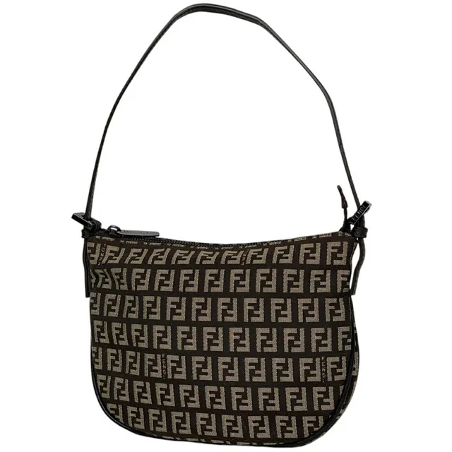 Fendi Zucchino Handbag One Shoulder Hobo Canvas Brown in brown|red Canvas from Poshmark