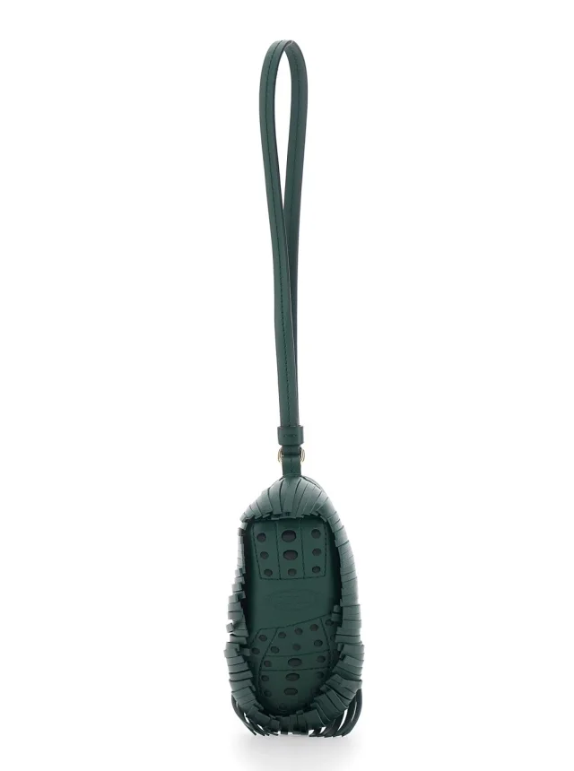 TOD'S Green Pendant with Fringed and Wrist Strap in Leather Woman in Green 100% Calf, photo 5 of 6 from Gaudenzi Boutique