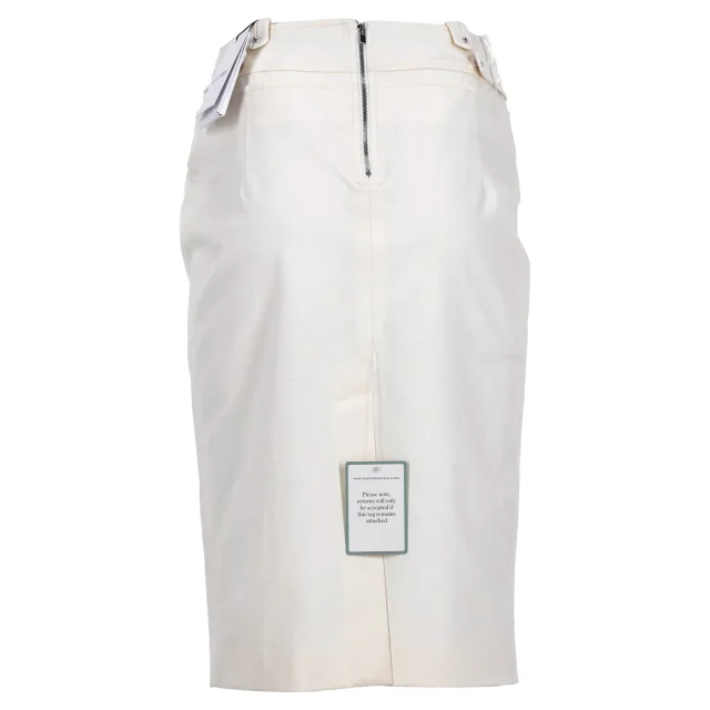 Altuzarra Waistband Detail Midi Pencil Skirt in White Cotton in White, photo 3 of 6 from ShopSimon