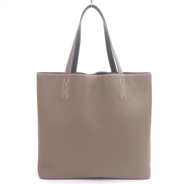 Hermès Double Sens 45 Taurillon Clemence Leather Tote Bag, Etoupe Blue Nuit in gray Clemence leather from Poshmark