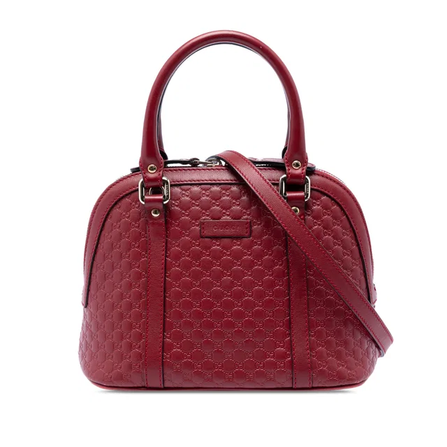 Red Gucci Mini Microguccissima Dome Satchel in Red Leather from Designer Revival