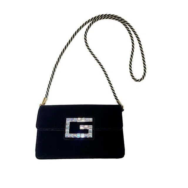 Gucci Shoulder Bag 2-Way Clutch Broadway Black Velvet Bag With Square in Black Velvet from The Reluxe