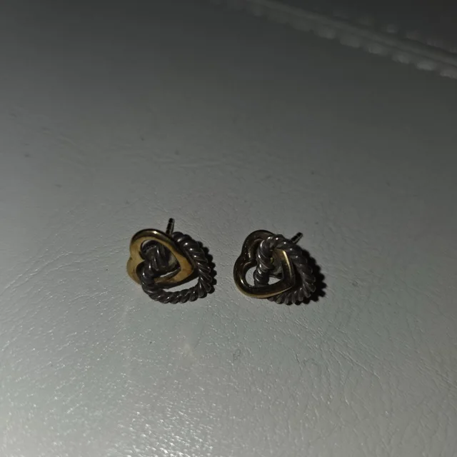 David Yurman 18k Gold Sterling Silver Coupled Sculpted Heart Earrings in silver|gold|gray from Poshmark