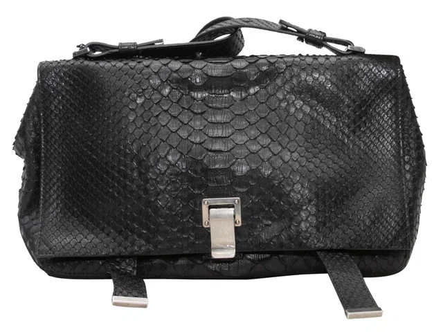 Black Proenza Schouler Python Shoulder Bag in Black Python from Designer Revival, photo 1 of 1