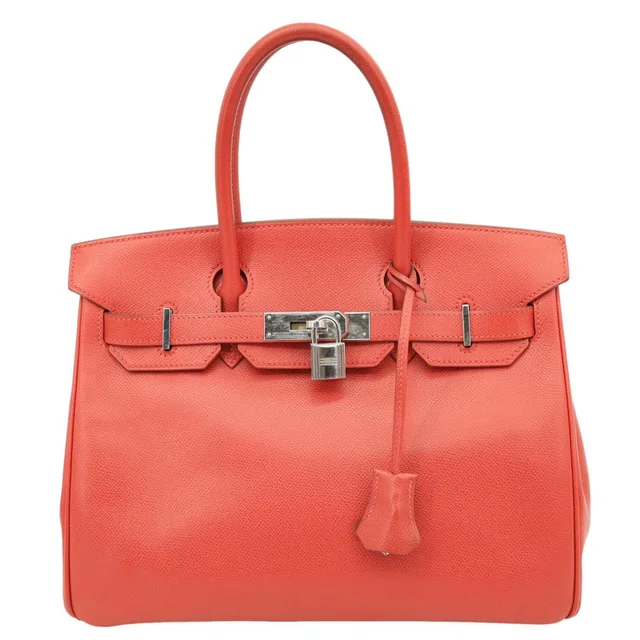 Hermès Birkin 30 Square Clemence Leather Satchel Bag Red in Red Clemence leather from Dallas Designer Handbags