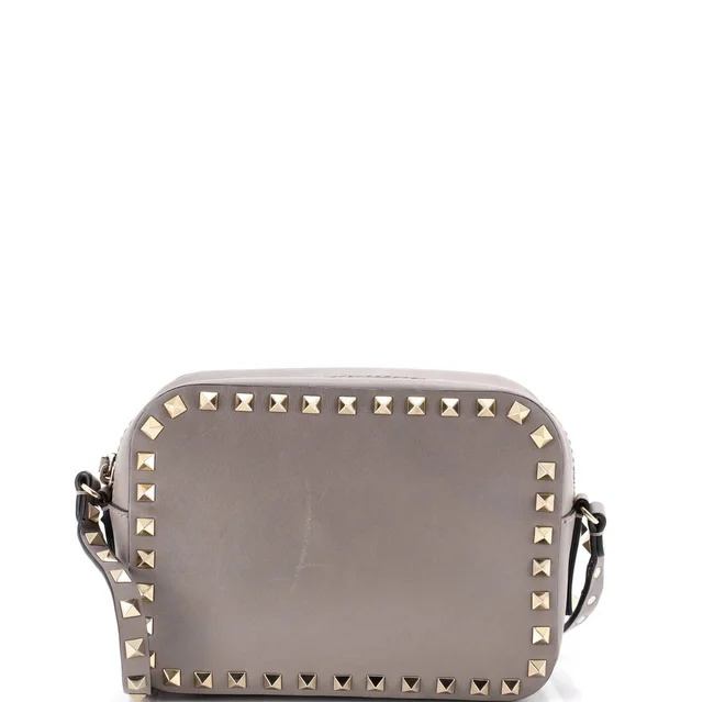 Valentino Garavani Rockstud Camera Crossbody Bag Leather in gray Leather from Rebag