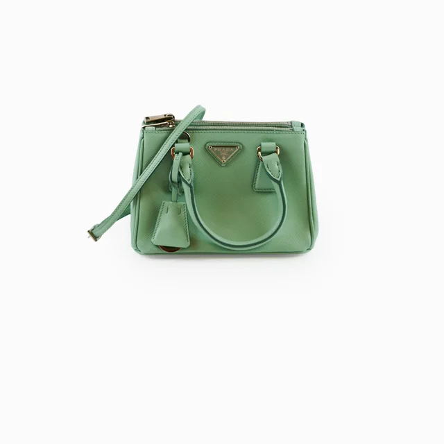 Prada Mini Galleria Green Saffiano in Green Saffiano leather from The Purse Affair