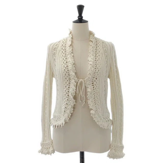 Chanel Lace Clochette Knit Cardigan Ivory 42 in White from The Reluxe