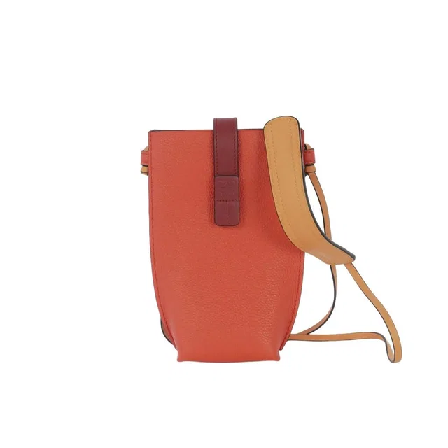 Loewe Pocket Smartphone Shoulder Bag Pochette Orange Beige in Beige Leather from The Reluxe