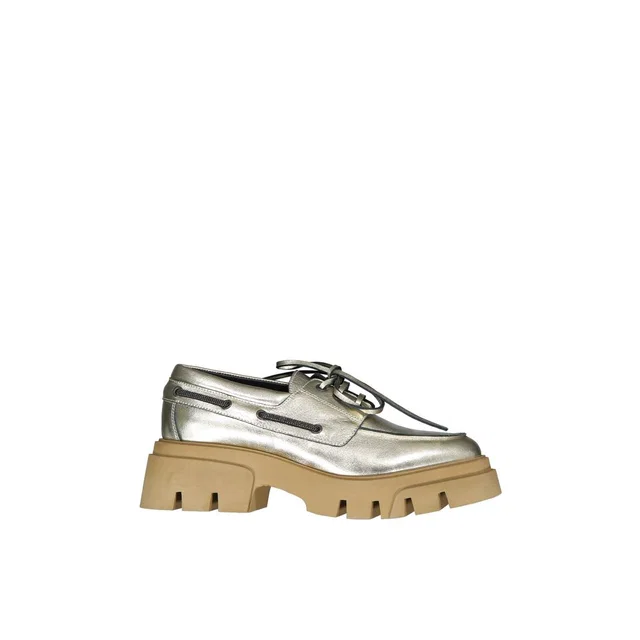 Brunello Cucinelli Gold Leather Platform Loafers in Gold Leather from HEWI