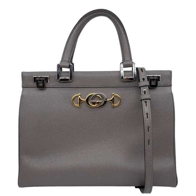 Gucci Zumi Medium Grainy Leather Top Handle Shoulder Bag Grey 564714 in Grey Leather from Dallas Designer Handbags