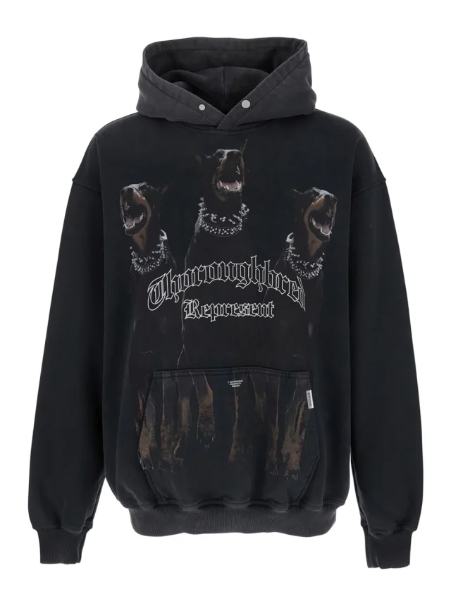 Sweatshirt 'Fissa' with Maxi Print on the Front in Black Cotton for Men in Black, image 1 of 1 from Gaudenzi Boutique