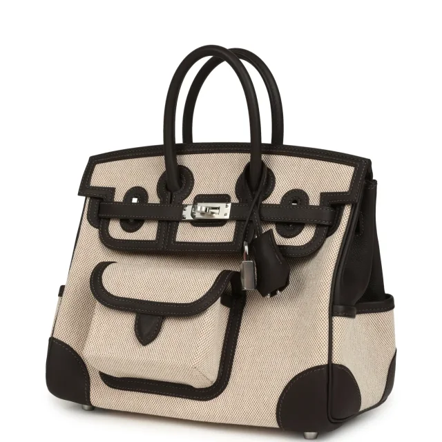 Hermès Birkin Cargo 25 Ecru-Beige Toile H Canvas and Bai Brun Swift Palladium Hardware in Beige Swift/Toile from Madison Avenue Couture, photo 5 of 8