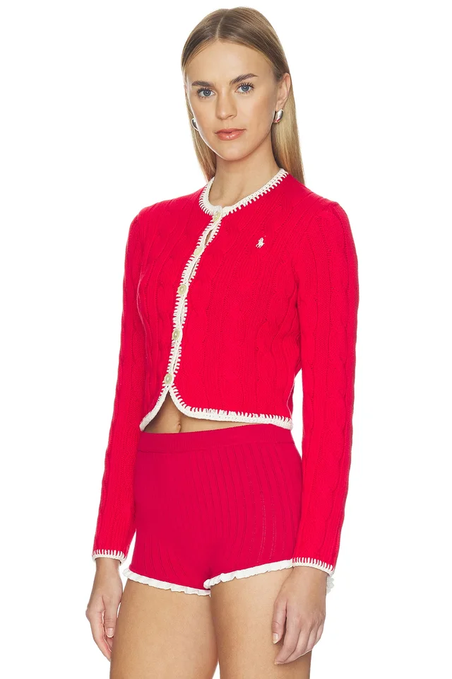 Polo Ralph Lauren Cotton Long Sleeve Cardigan in Cruise Red, photo 3 of 6 from REVOLVE (Canada)
