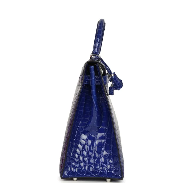 Hermès Kelly Sellier 32 Bleu Electric Shiny Niloticus Crocodile Palladium Hardware in Blue Crocodile from Madison Avenue Couture, photo 2 of 2