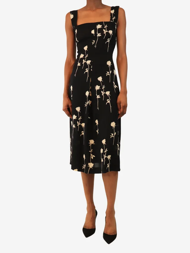 Dolce & Gabbana Black silk floral-print slip dress - size UK 6 in Black Silk from Sign of the Times