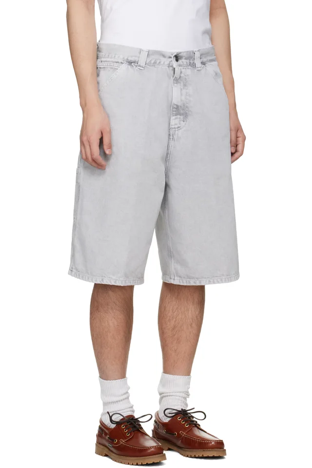 Carhartt Work In Progress Gray OG Single Knee Denim Shorts, photo 2 of 4 from SSENSE