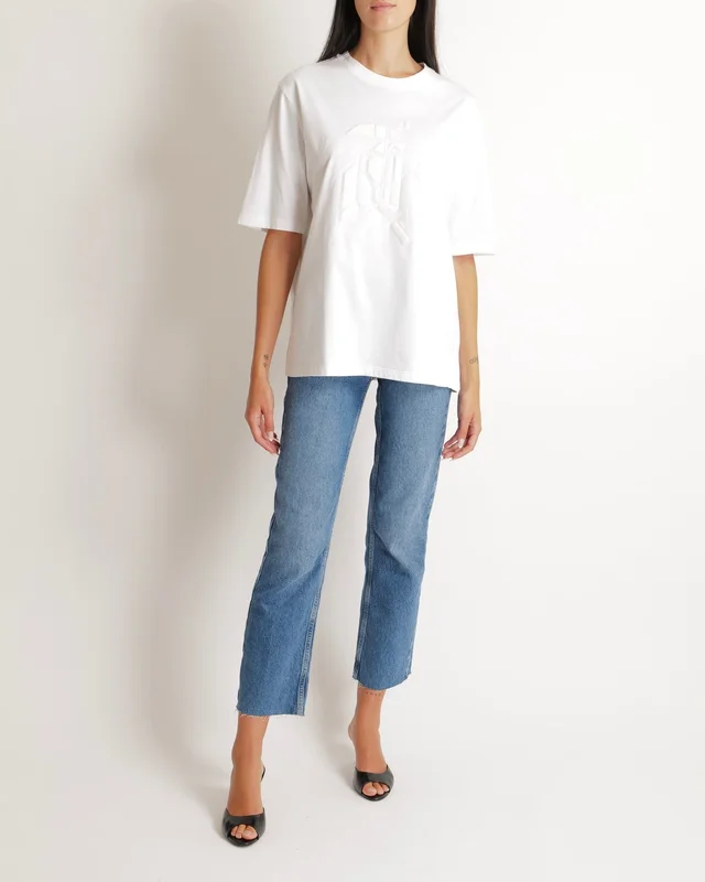 Hermès Menswear White T-Shirt with Abstract Textured Print Detail Size L in White from Sellier, photo 2 of 2