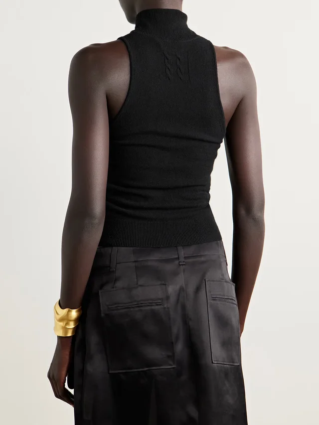 NILI LOTAN Hansen merino wool and cashmere-blend turtleneck tank in black 70% Merino Wool 30% Cashmere, photo 3 of 4 from NET-A-PORTER (Canada)