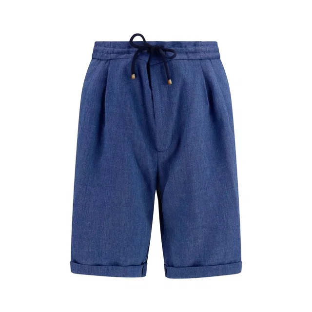 Brunello Cucinelli Blue Linen Bermuda Shorts in Blue Wool from HEWI