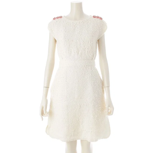 Chanel Lion Button Nylon Cotton Sleeveless Dress Top White 34 in White Nylon from The Reluxe
