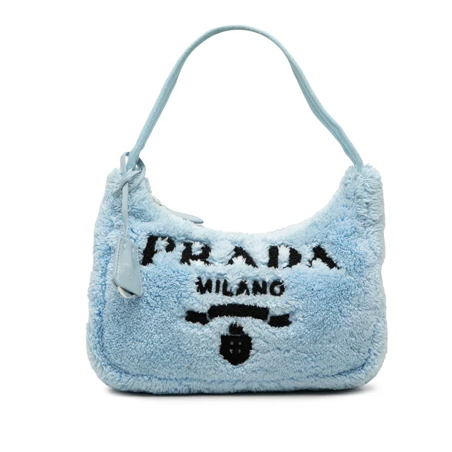 Blue Prada Mini Terry Re Edition 2000 Shoulder Bag in Blue Canvas from Designer Revival