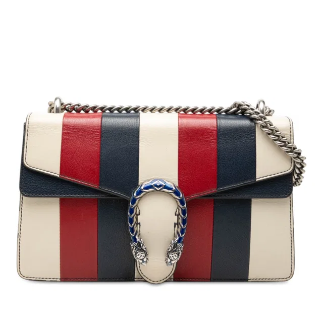 Multi Gucci Medium Striped Calfskin Dionysus Shoulder Bag in Calfskin from Designer Revival