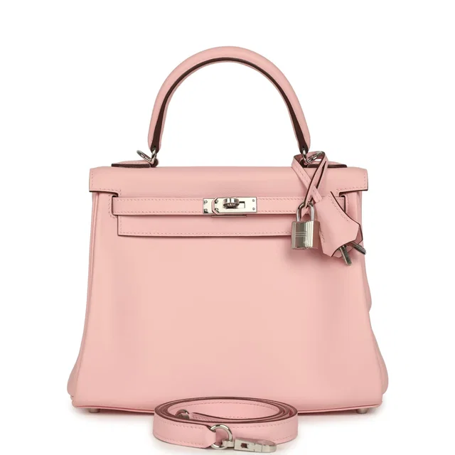 Hermès Kelly Retourne 25 Rose Sakura Swift Palladium Hardware in Pink Swift leather from Madison Avenue Couture