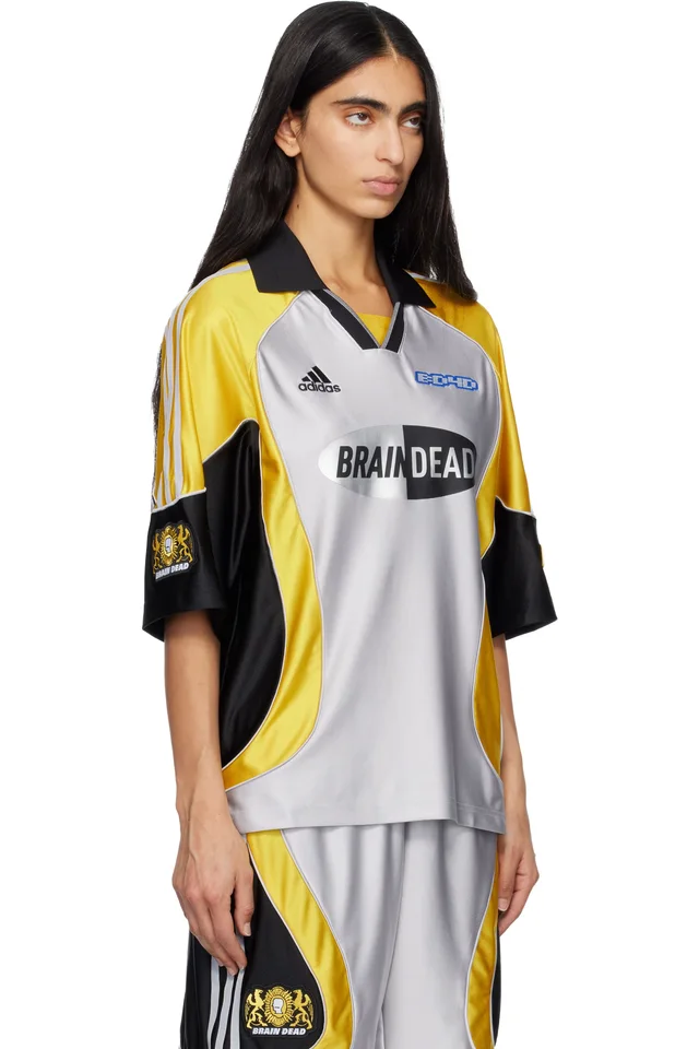 adidas Originals Silver & Yellow Brain Dead Edition Jersey T-shirt, photo 2 of 4 from SSENSE