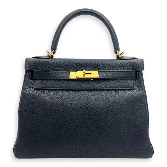 Hermès Kelly Black in Black Clemence leather from Luxury Promise