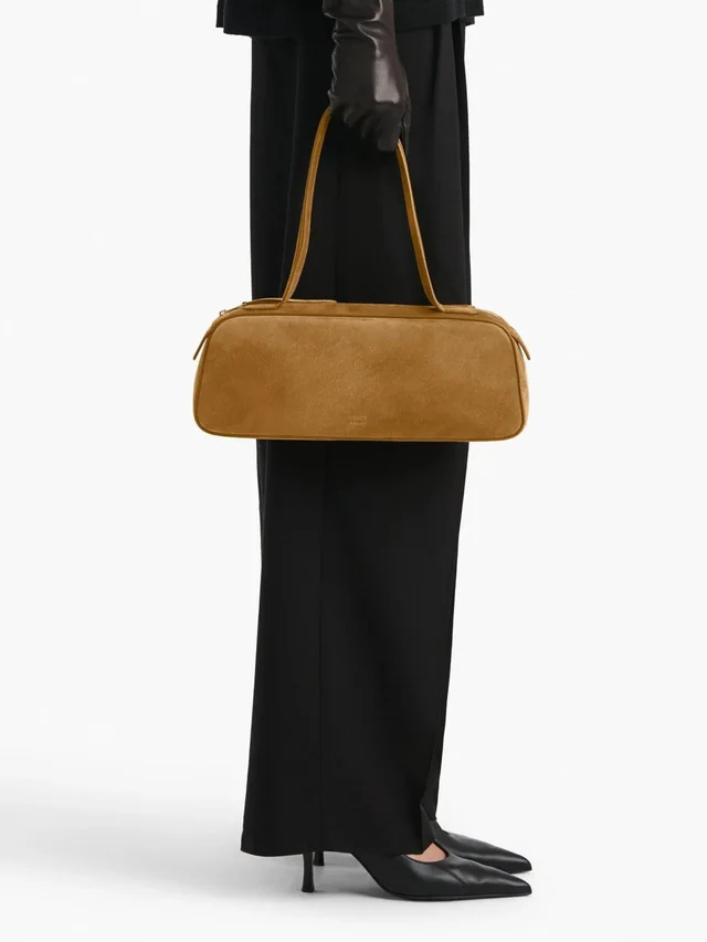 Khaite Simona Suede Shoulder Bag In Camel in brown|neutral Suede from Poshmark