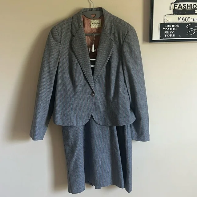 Mulberry Vintage Street Wool Blend Skirt Blazer Suit in gray Wool from Poshmark