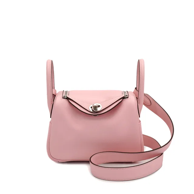 Hermès Lindy Mini Rose Sakura Swift Shoulder Bag 2025 K Stamp Palladium Hardware in Pink Swift leather from Luxury Promise