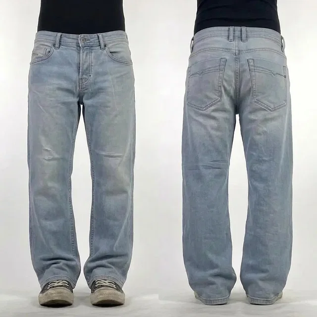 Vintage Y2K Diesel Baggy Straight Leg 2000s Euro Cyber Jeans in blue from Grailed