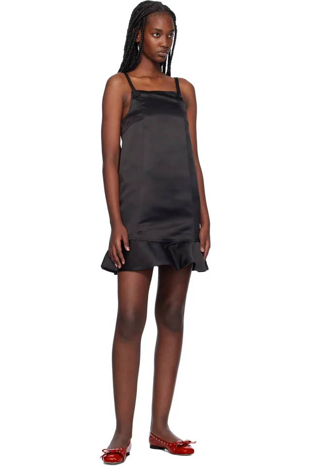 GANNI Black Duchesse Satin Minidress, photo 4 of 4 from SSENSE