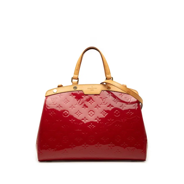 Red Louis Vuitton Monogram Vernis Brea MM Satchel in Red Leather from Designer Revival