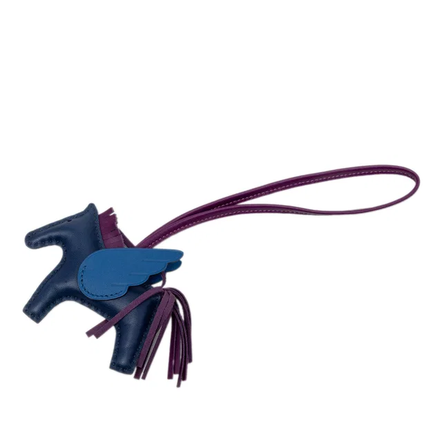 Purple Hermès Milo Lambskin and Swift GriGri Rodeo Pegasus Bag Charm PM Key Chain in Purple Swift leather from Designer Revival