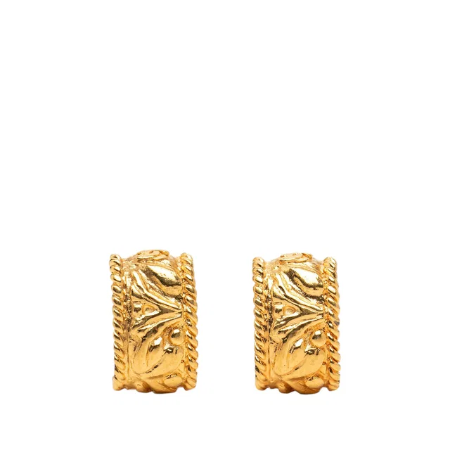 Gold Chanel CC Gold Plated Half Hoop Clip On Earrings in Gold from Designer Revival