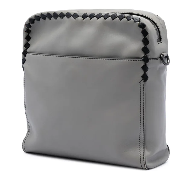 Grey Bottega Veneta Intrecciato Trimmed Nappa Crossbody in Grey Nappa leather from Designer Revival, photo 2 of 2