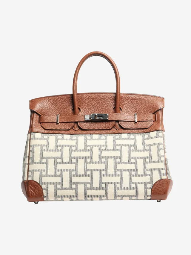 Hermès Brown and cream 2008 Birkin 35 Mosaic bag in Brown Clemence leather from Sign of the Times