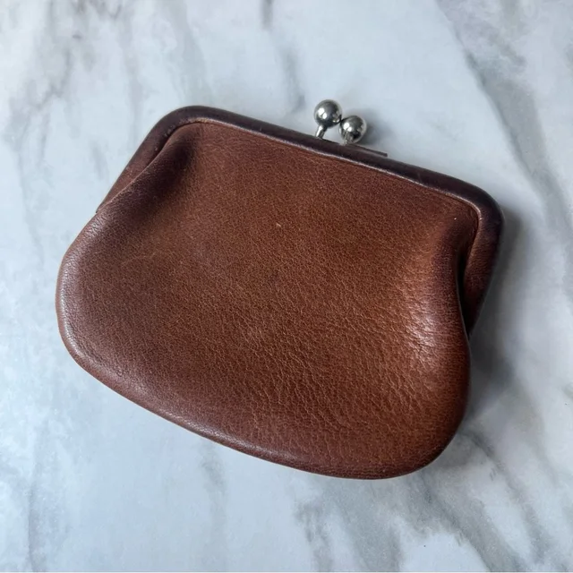 Coach Vintage Leather Kisslock Change Coin Purse in silver|neutral|gray|brown Leather from Poshmark