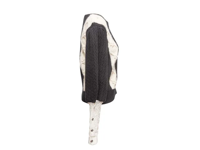 Black & White Chanel 2021 Metiers d'Art Wool & Cashmere CC Sweater Size FR 38 in Black Cashmere from Designer Revival, photo 2 of 2