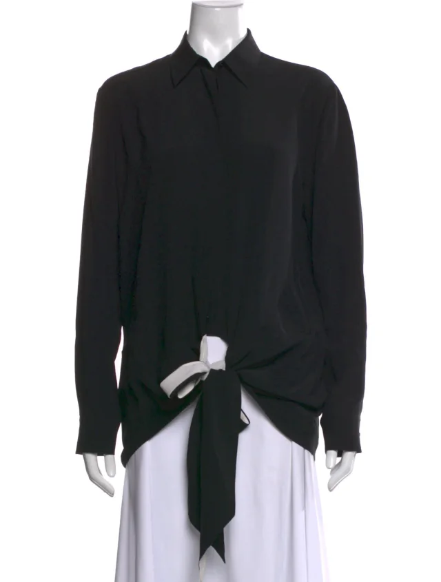 Givenchy Silk Long Sleeve Button-Up Top in black Silk from The RealReal