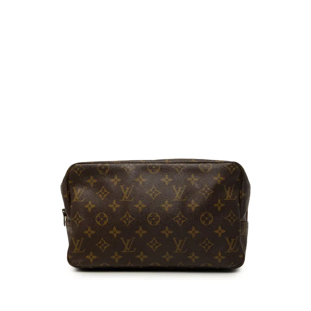 Brown Louis Vuitton Monogram Trousse Toilette 28 Clutch Bag in Brown Coated canvas from Designer Revival