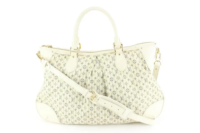 Louis Vuitton Navy x Ivory Mini Lin Croisette Marina GM 2way in White Canvas from Bagriculture